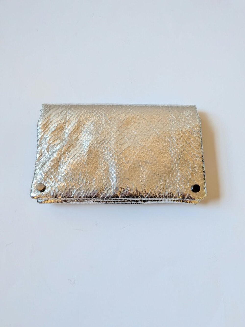Aldo metallic silver snake print clutch/purse NWT